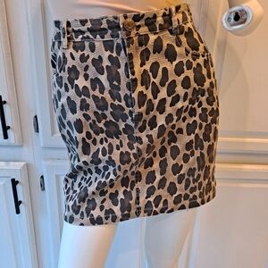 MACARON Animal Print Mini Cotton Skirt With Pockets